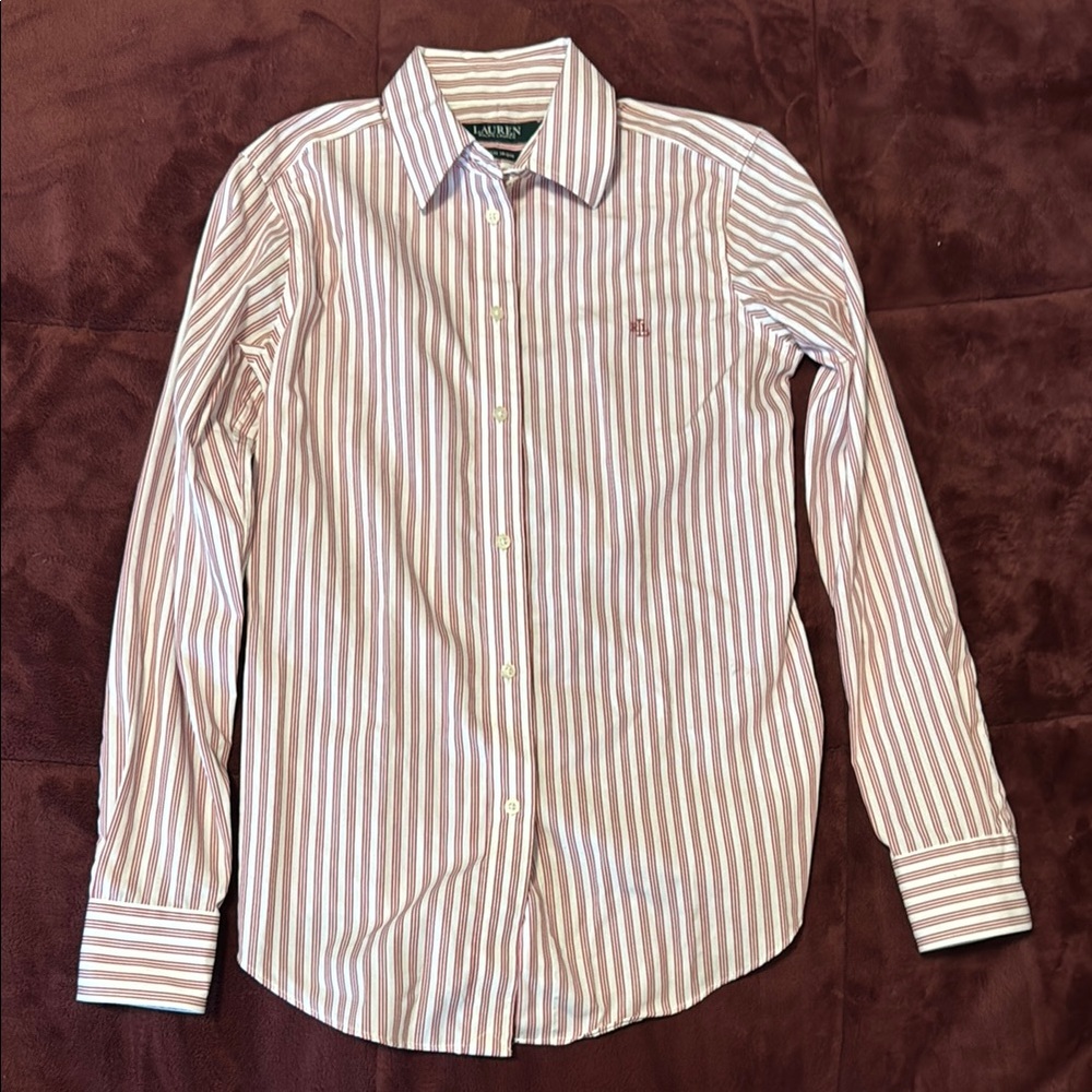 Lauren Ralph Lauren White and Red Button Down Shirt